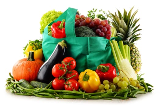 Composition with organic food isolated on white background. Balanced diet