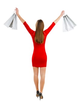 Beautiful and attractive woman holding shopping bags