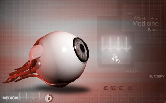 Digital illustration of eye in colour background