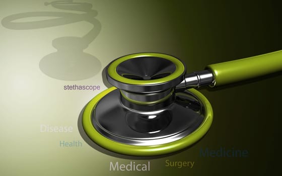 Digital illustration of stethoscope in colour background