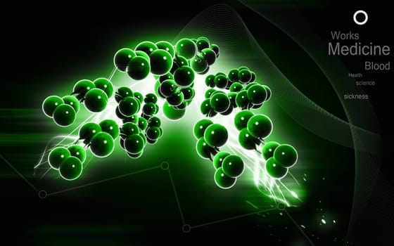 Digital illustration DNA structure in colour background