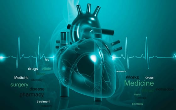 Digital illustration of heart in colour background