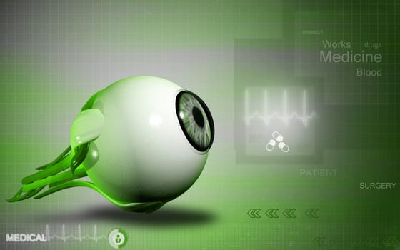 Digital illustration of eye in colour background