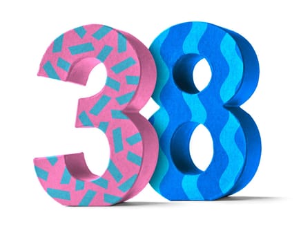 Colorful number made of cardboard - number 38