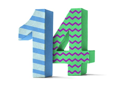 Colorful number made of cardboard - number 14