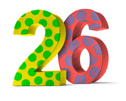 Colorful number made of cardboard - number 26