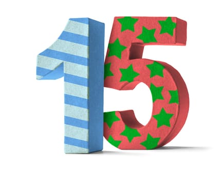 Colorful number made of cardboard - number 15