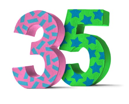 Colorful number made of cardboard - number 35