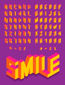 Colorful isometric 3d type font set isolated background illustration. EPS10 vector file...