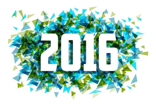 New year 2016 celebration colorful abstract triangle greeting card illustration. EPS10 vector..