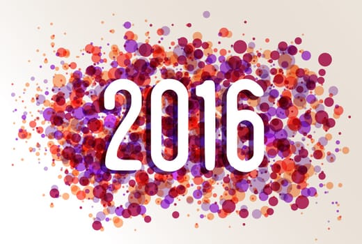 New year 2016 celebration circle colors splash greeting card design. EPS10 vector.