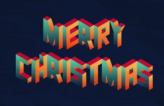 Isometric text Merry Christmas quote idea with paper sheet design background illustration. Ideal for create your own postcard, brochure or marketing campaign. EPS10 vector file.