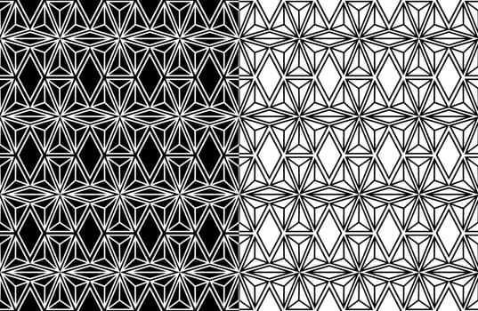 Set of abstract geometric polygonal shape line style seamless pattern background. Ideal for fabric, wrapping paper print and website backdrop design. EPS10 vector file.