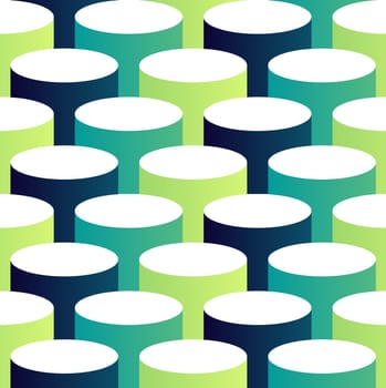 Abstract isometric 3d color circle shape seamless pattern background. Ideal for fabric design, wrapping paper print and website backdrop. EPS10 vector file.