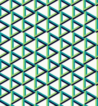 Abstract isometric 3d impossible triangle sign seamless pattern background. Ideal for fabric design, wrapping paper print and website backdrop. EPS10 vector file.