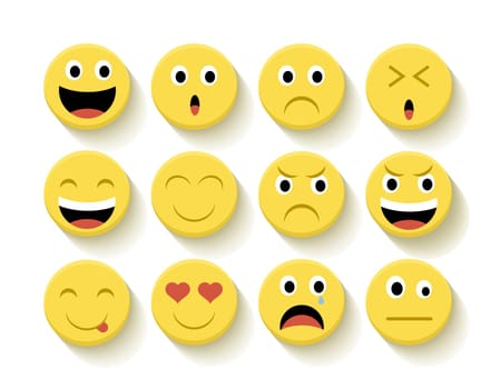 Set of Emoticons flat illustration with isolated background. Ideal for web, chat and app design. EPS10 vector file.