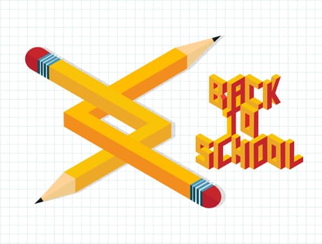 Back to school concept with creative pencil shape illustration. Ideal for web banner, education book cover and poster print. EPS10 vector file.