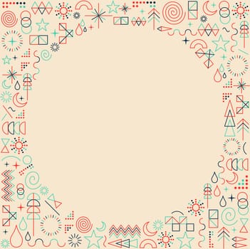 Retro hipster mono line frame background illustration with space copy. Ideal for print poster, book cover and greeting card design. EPS10 vector file.
