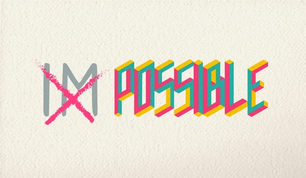 Motivation quote change the word impossible into possible with retro type font illustration. Ideal for poster print and web banner. EPS10 vector file.