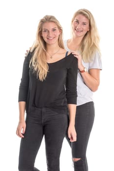 2 sisters with long blonde hair