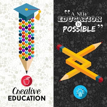 Back to school concept with creative impossible pencil shape illustration. Ideal for web banner, education book cover and poster print. EPS10 vector file.