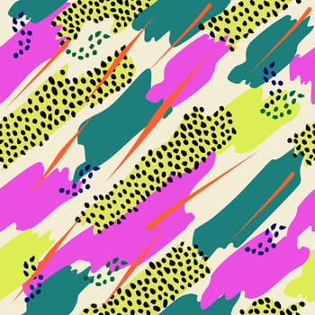 Retro vintage 80s memphis fashion style seamless pattern illustration background. Ideal for fabric design, paper print and website backdrop. EPS10 vector file.