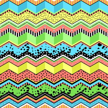 Retro vintage 80s memphis fashion style seamless pattern illustration background. Ideal for fabric design, paper print and website backdrop. EPS10 vector file.
