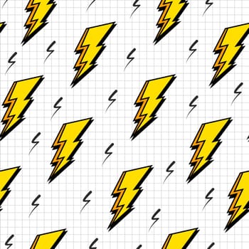 Retro vintage 80s lightning bolts fashion style seamless pattern illustration background. Ideal for fabric design, paper print and website backdrop. EPS10 vector file.