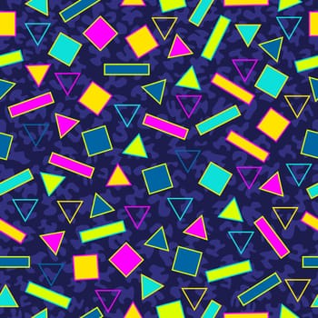 Retro vintage 80s memphis fashion style seamless pattern illustration background. Ideal for fabric design, paper print and website backdrop. EPS10 vector file.