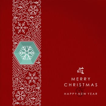 Merry Christmas and Happy New Year vintage line monogram style background. Ideal for holiday greeting cards or online marketing campaigns. EPS10 vector file.