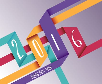 Happy new year celebration 2016 color geometry origami simple holiday greeting card background. EPS10 vector.