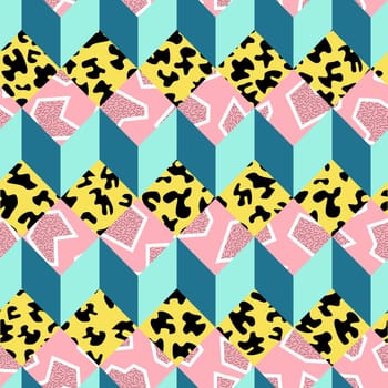 Retro vintage 80s memphis fashion style seamless pattern illustration background. Ideal for fabric design, paper print and website backdrop. EPS10 vector file.