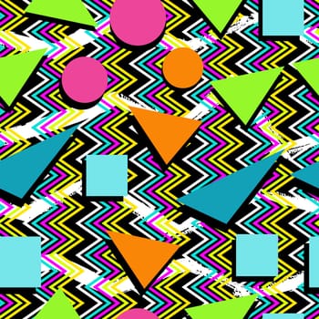 Retro vintage 80s memphis fashion style seamless pattern illustration background. Ideal for fabric design, paper print and website backdrop. EPS10 vector file.