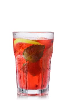 Strawberry mojito  in misted faceted highball glass