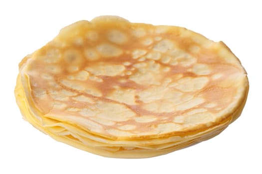 Stack of hearty crepes isolated on white