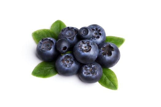 Bilberries or blueberries with leaves Retouched to resemble painting, excessive berries' details muted, texture smoothed.