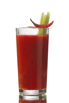Bloody Mary alcoholic cocktail isolated on white
