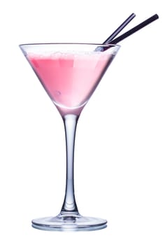 Pink panties cocktail. Summer refreshing cocktail with straws