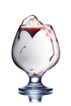 Cold rum cocktail. Summer refreshing cocktail with straws