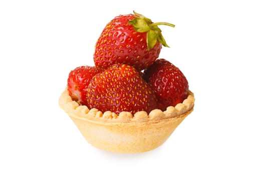 Strawberry tart. Delicious baked dessert with fresh organic strawberry. Large depth of field