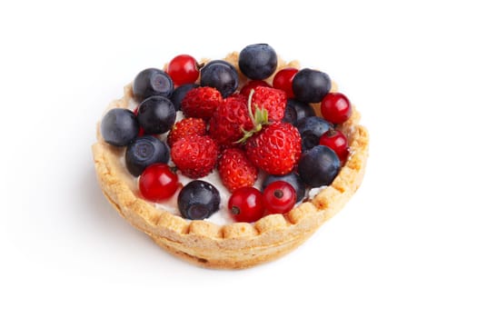 Dessert with wild berries.  Sweet tart with wild strawberry, blueberry and red currant.