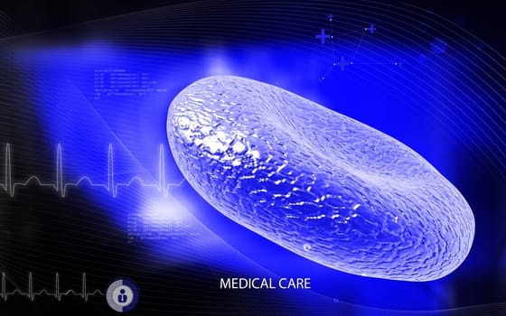 Digital illustration of blood cell in colour background