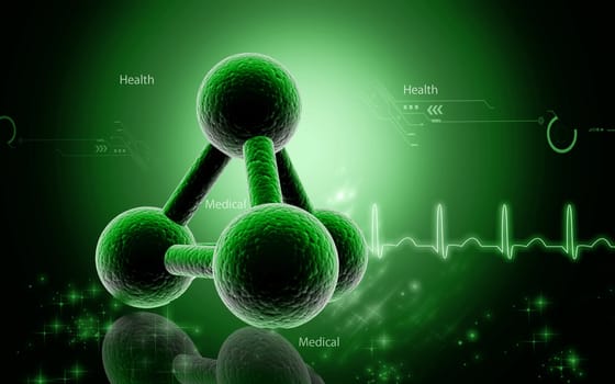 Digital illustration of molecules in colour background