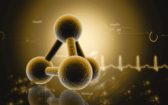 Digital illustration of molecules in colour background