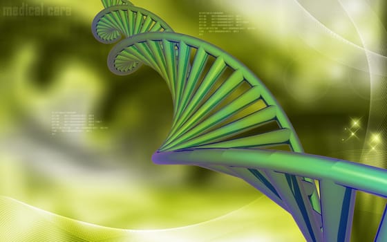 Digital illustration DNA structure in colour background