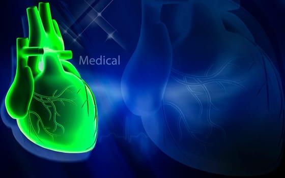 Digital illustration of heart in colour background