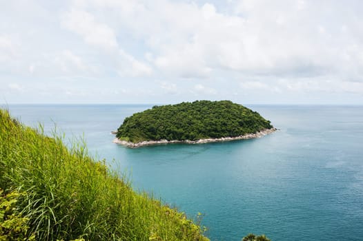 Blue sea with blue sky and white cloud, Phuket view point thailand