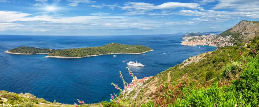 Panoramic view of a beautiful landscape in Dubrovnik, Croatia