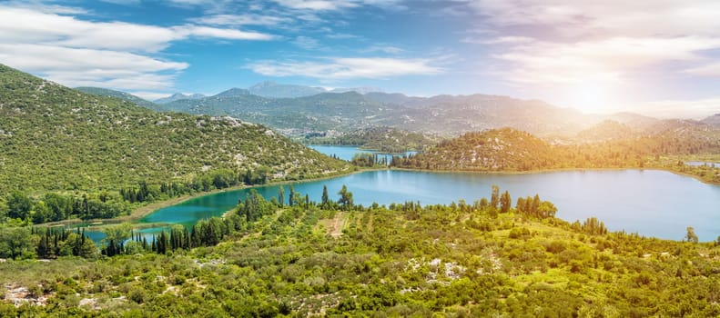 Panoramic view of a beautiful Bacinska lake in Croatia