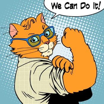 Cat success we can do it. The business concept of strength and power